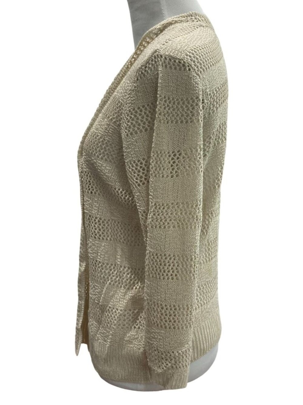 Charter Club Open Front Sheer Cardigan PL Beige Boho Festival Cottagecore Indie - Picture 9 of 9